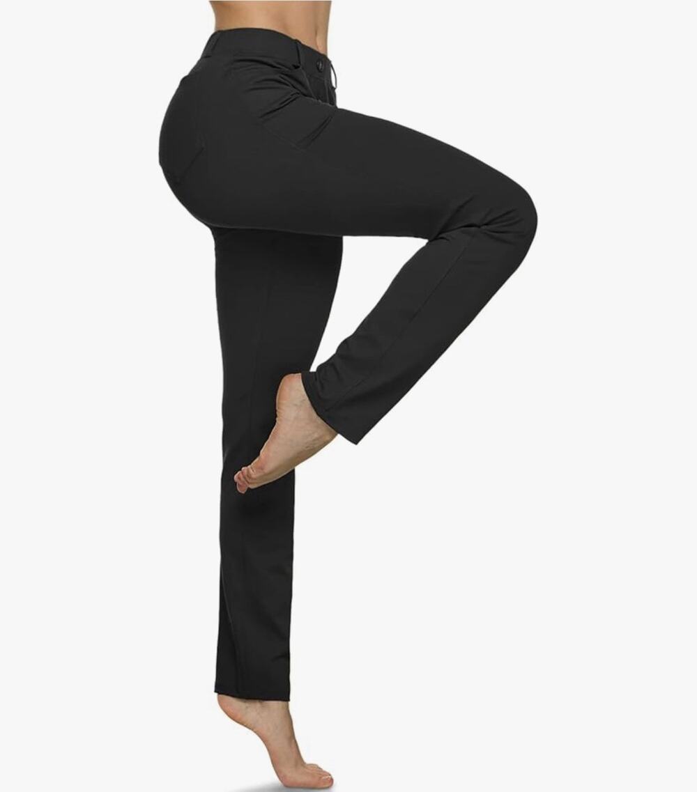 TSLA Womens Bootcut Yoga Pants with Pockets, Tummy Control High Waist Size M